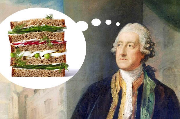 Above John Montagu's mind is full of sandwiches.  